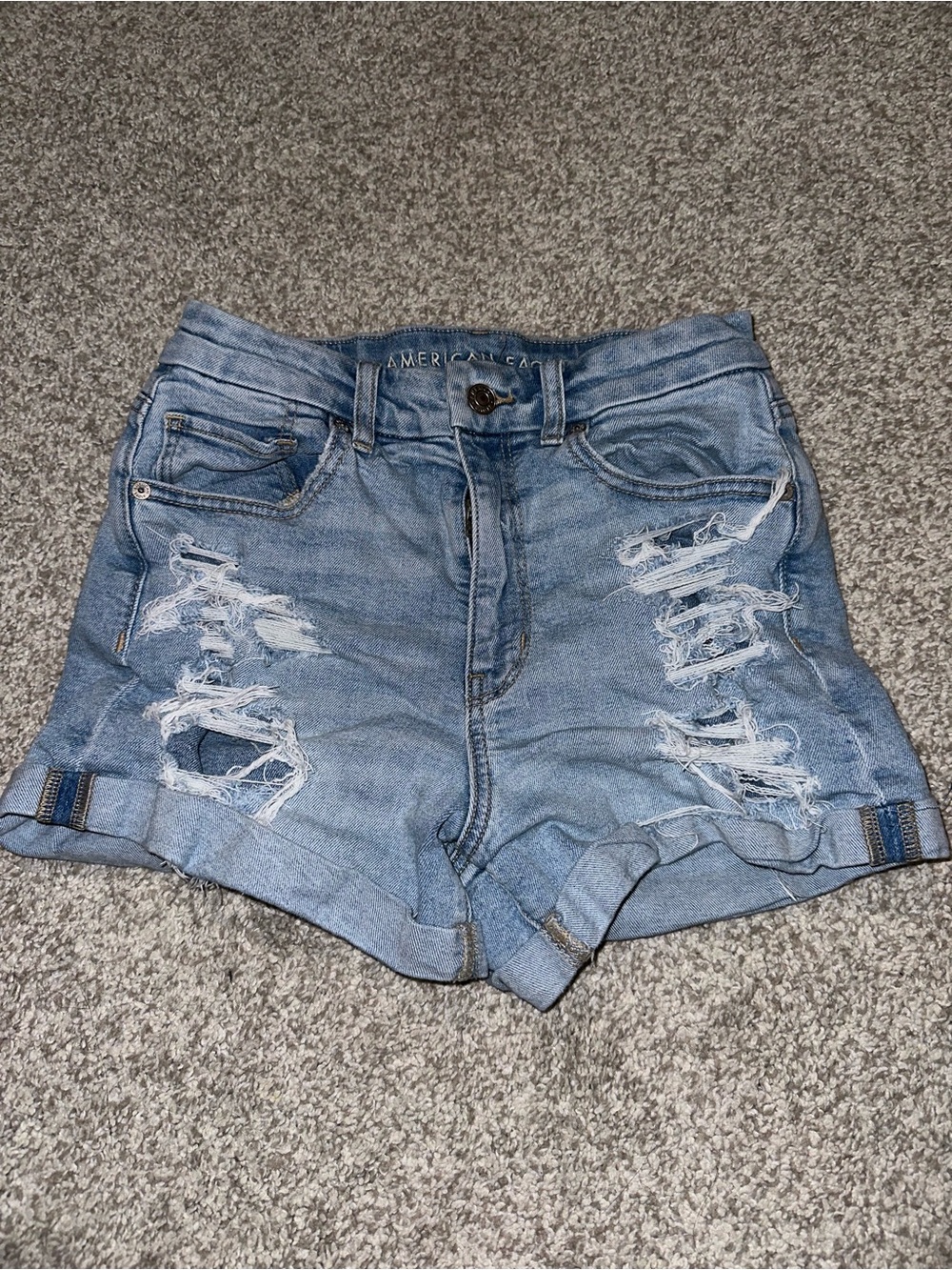 American Eagle Outfitters Light Wash Distressed Denim Jean Shorts